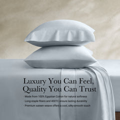 4 Pieces Cal King Sateen Sheet Set,Blue