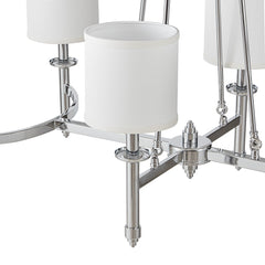 6-light Chandelier with Fabric Drum Shades Chrome See below