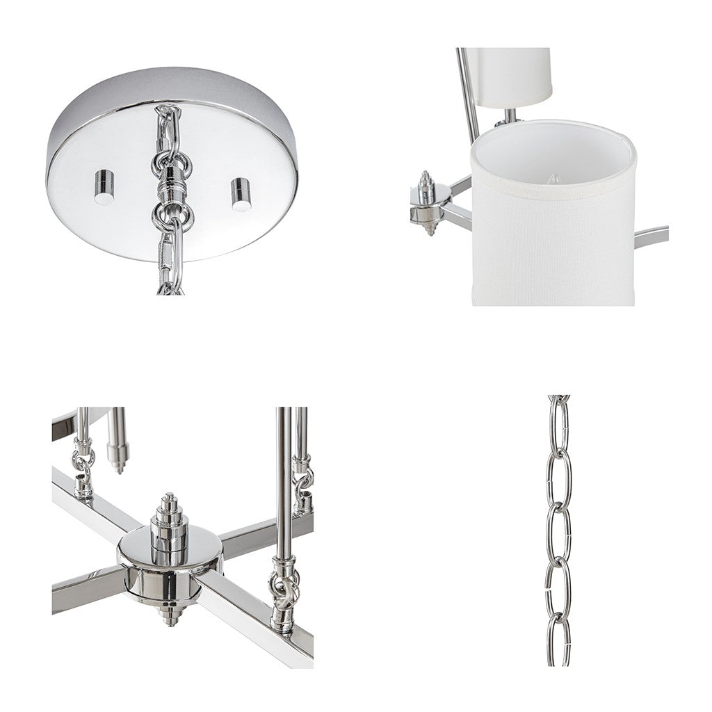 6-light Chandelier with Fabric Drum Shades Chrome See below