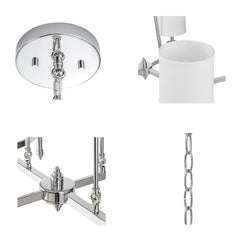 6-light Chandelier with Fabric Drum Shades Chrome See below