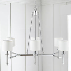 6-light Chandelier with Fabric Drum Shades Chrome See below