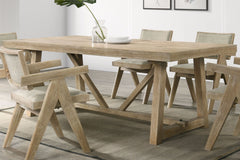 Contemporary Oak Veneer 7pc Dining Set Upholstered Polyester 6x Arm Chairs 1x Table Dining Room