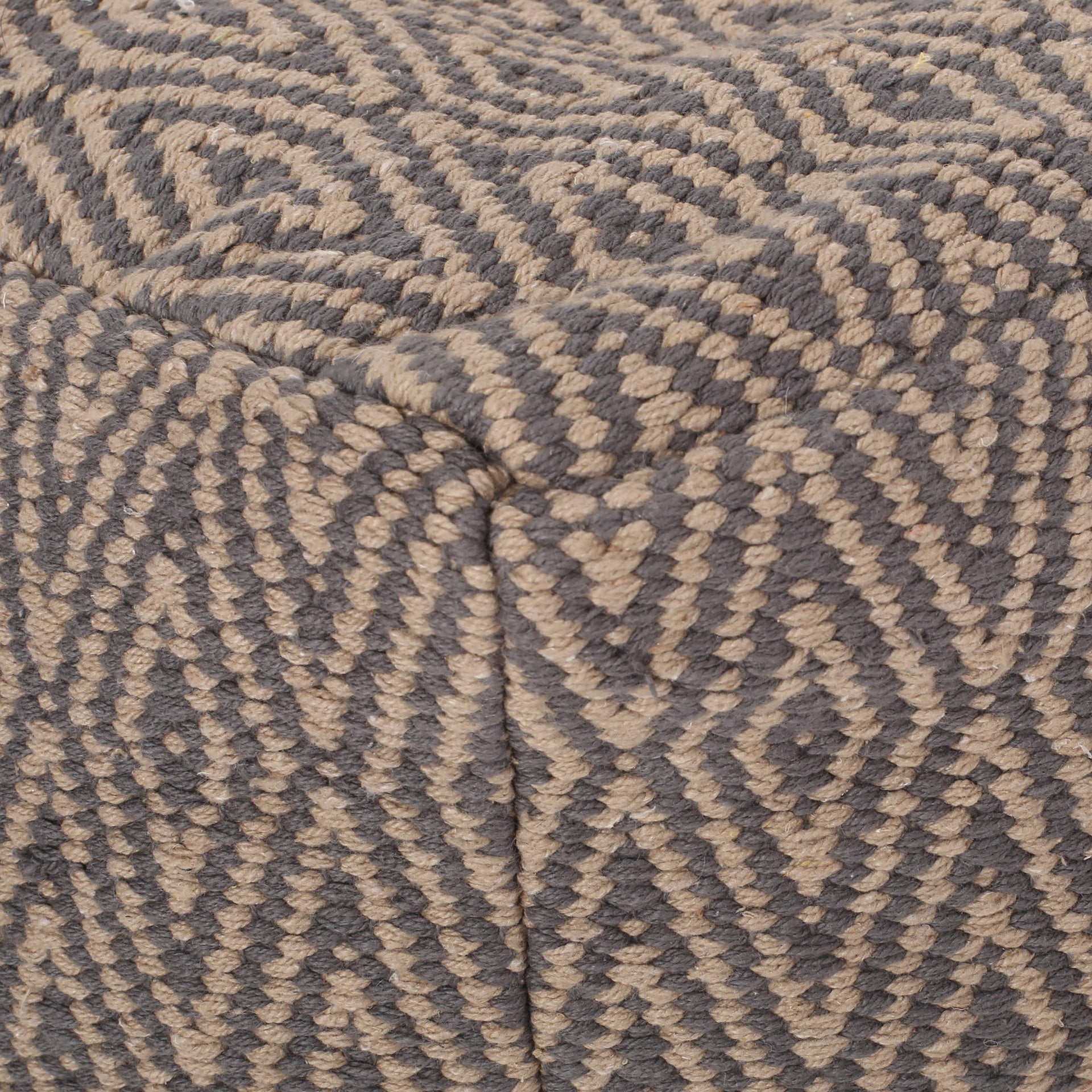 Amuleto Hand - Loomed Cotton Pouf, Dark Grey and Brown