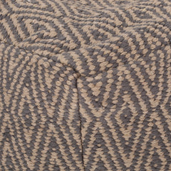 Amuleto Hand - Loomed Cotton Pouf, Dark Grey and Brown