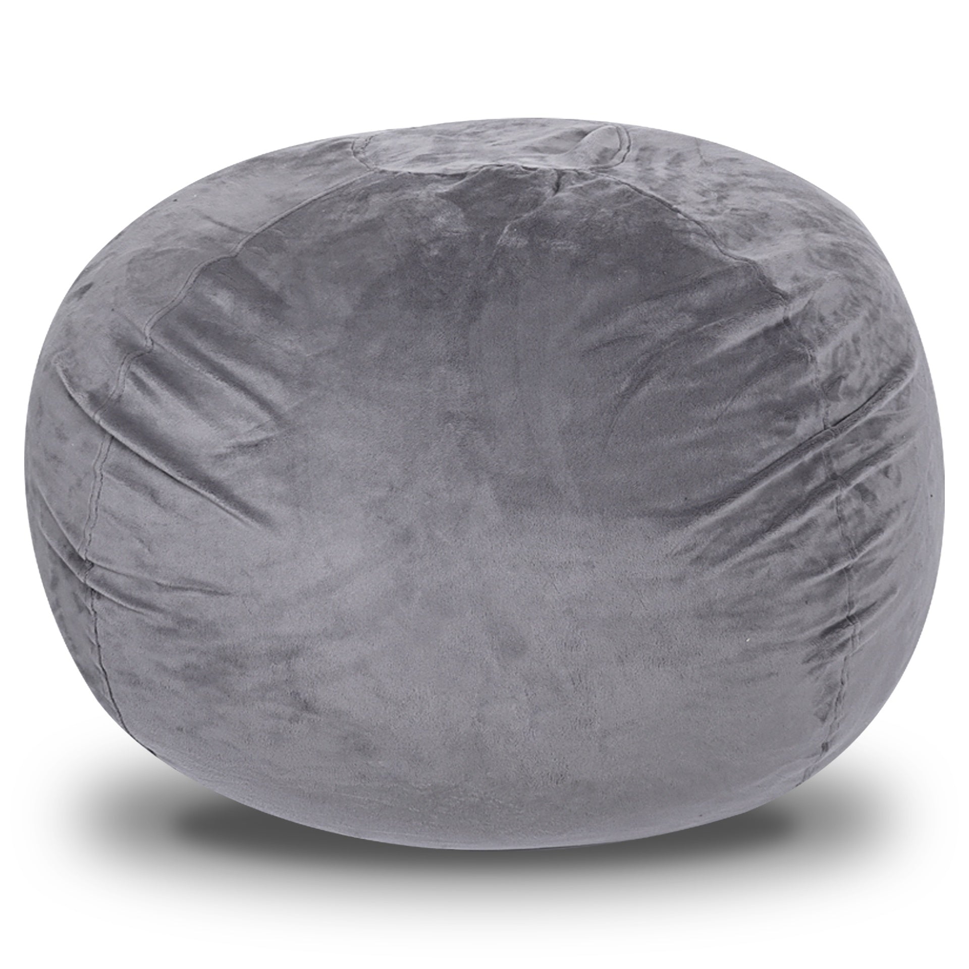 Minky Velvet Bean Bag Chair, Grey-5ft Plush Floor Chair for Kids and Adults w/ Washable Cover, Lounge Chair with Stretchable Fabric, Comfy Bedroom Chair, Filled with Shredded and Memory Foam.