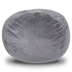 Minky Velvet Bean Bag Chair, Grey-5ft Plush Floor Chair for Kids and Adults w/ Washable Cover, Lounge Chair with Stretchable Fabric, Comfy Bedroom Chair, Filled with Shredded and Memory Foam.