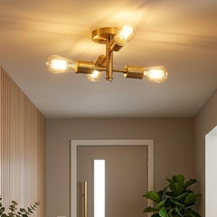 Ephemeral Four Lights Semi Flush Mount Retro Hallway Kitchen Bedroom Living Room Ceiling Pendant 11"W × 6.5"H