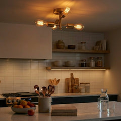 Ephemeral Four Lights Semi Flush Mount Retro Hallway Kitchen Bedroom Living Room Ceiling Pendant 11"W × 6.5"H