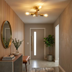Ephemeral Four Lights Semi Flush Mount Retro Hallway Kitchen Bedroom Living Room Ceiling Pendant 11"W × 6.5"H