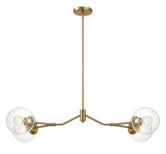 Jewel Four Lights Modern Farmhouse Chandelier Ceiling Hanging Light Fixture For Kitchen Island Dining Room 36"L × 20"W × 7.25"H with Clear Glass
