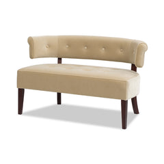 Jared Roll Arm Tufted Bench Settee, Fawn Brown Performance Velvet