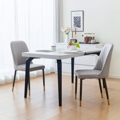 Set of 2 Grey Dining Chairs with Thick Cushions: Modern Kitchen Chairs for Dining, Kitchen, Living Room & Restaurant