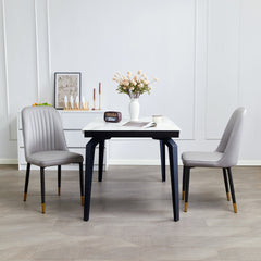 Set of 2 Grey Dining Chairs with Thick Cushions: Modern Kitchen Chairs for Dining, Kitchen, Living Room & Restaurant