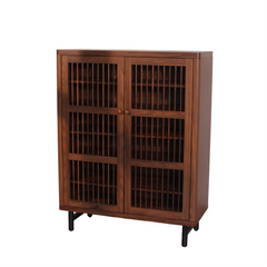 Shoe Cabinet with Shutter Doors, 6-Tier Entryway Shoe Cabinet with Adjustable Shelves, Wooden Modern Rack Organizer for Entryway, Hallway, Closet, Living Room, Walnut