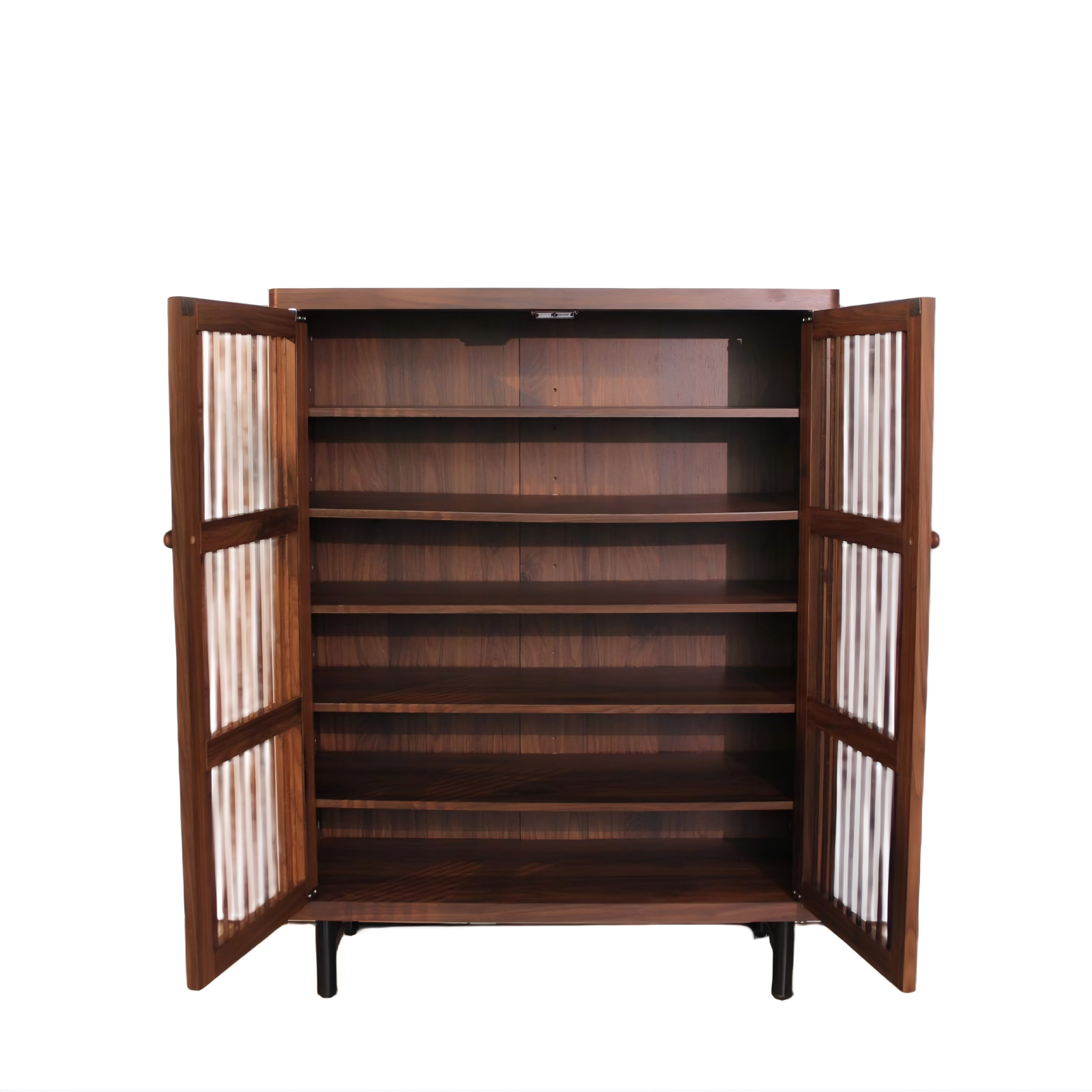 Shoe Cabinet with Shutter Doors, 6-Tier Entryway Shoe Cabinet with Adjustable Shelves, Wooden Modern Rack Organizer for Entryway, Hallway, Closet, Living Room, Walnut