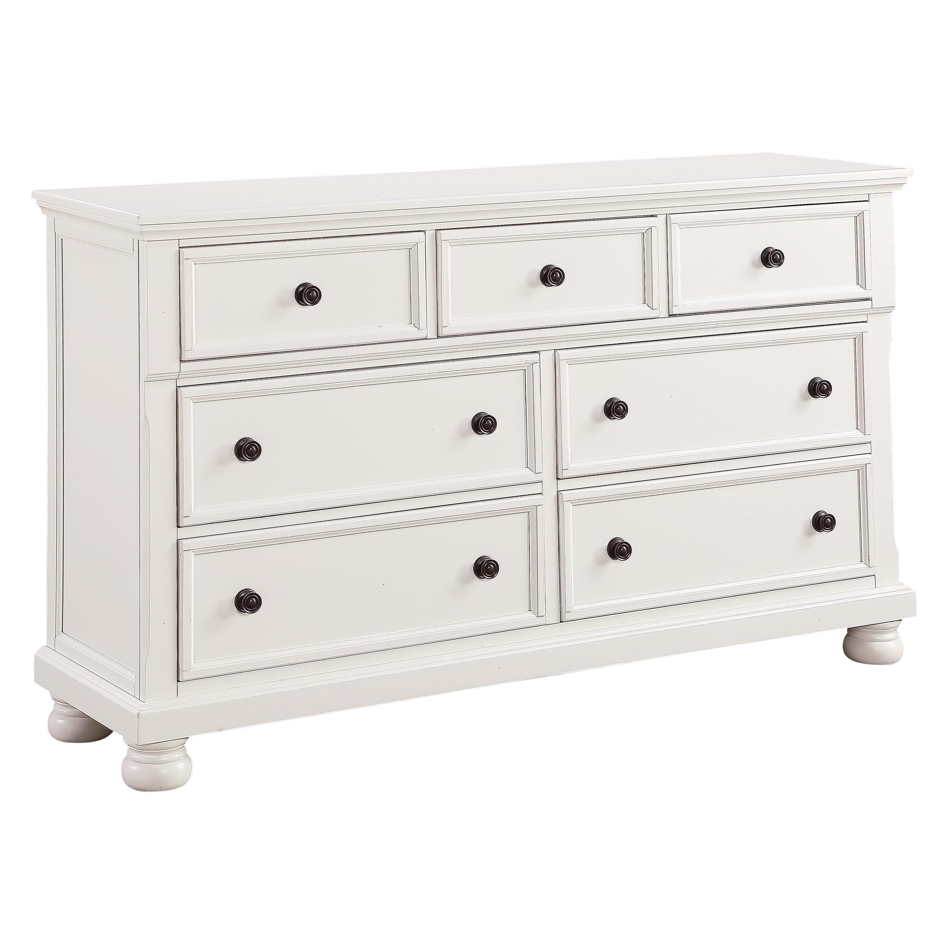Transitional White Finish Dresser of 7 Drawers Jewelry Tray Traditional Design Bedroom Wooden Furniture