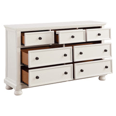 Transitional White Finish Dresser of 7 Drawers Jewelry Tray Traditional Design Bedroom Wooden Furniture