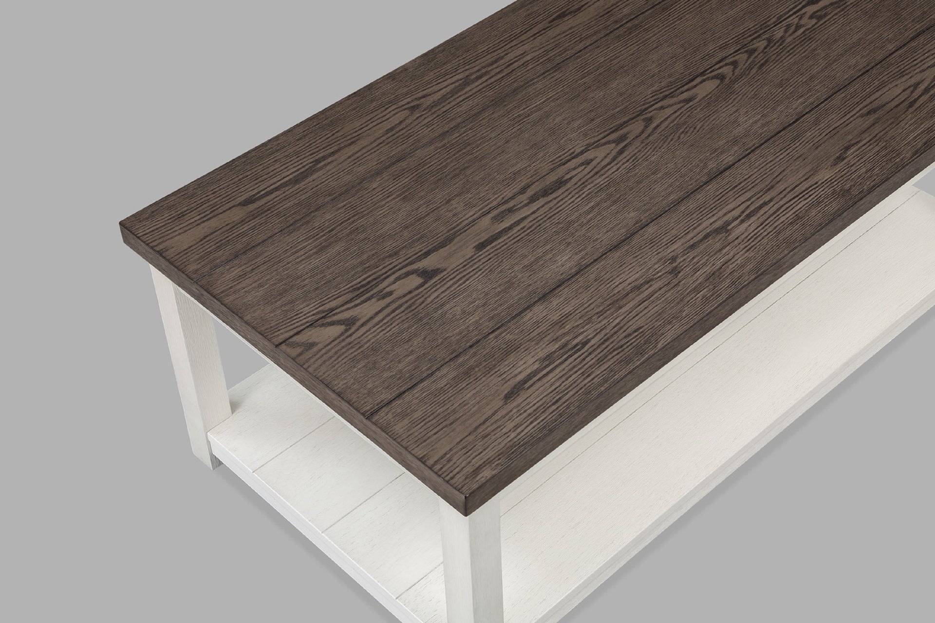 1pc Farmhouse Style Brown Coffee Table with White Base Rectangular Table Top Comes with Casters Wooden Living Room Furniture