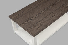 1pc Farmhouse Style Brown Coffee Table with White Base Rectangular Table Top Comes with Casters Wooden Living Room Furniture