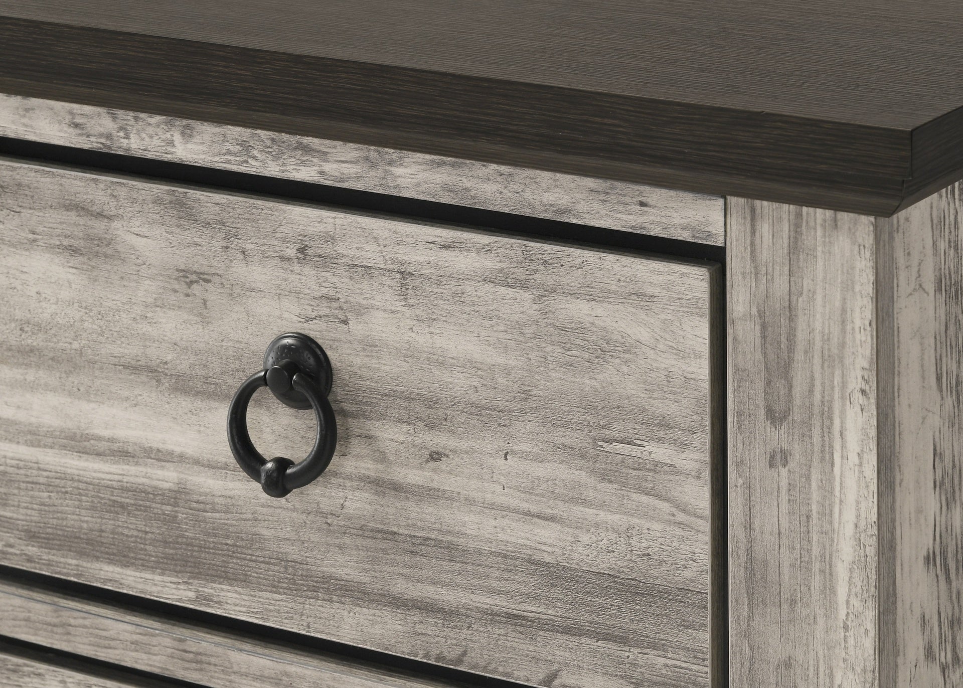 1pc Contemporary Rustic Gray Two-Tone Finish Dresser Metal Pull Knobs Wooden Bedroom Furniture