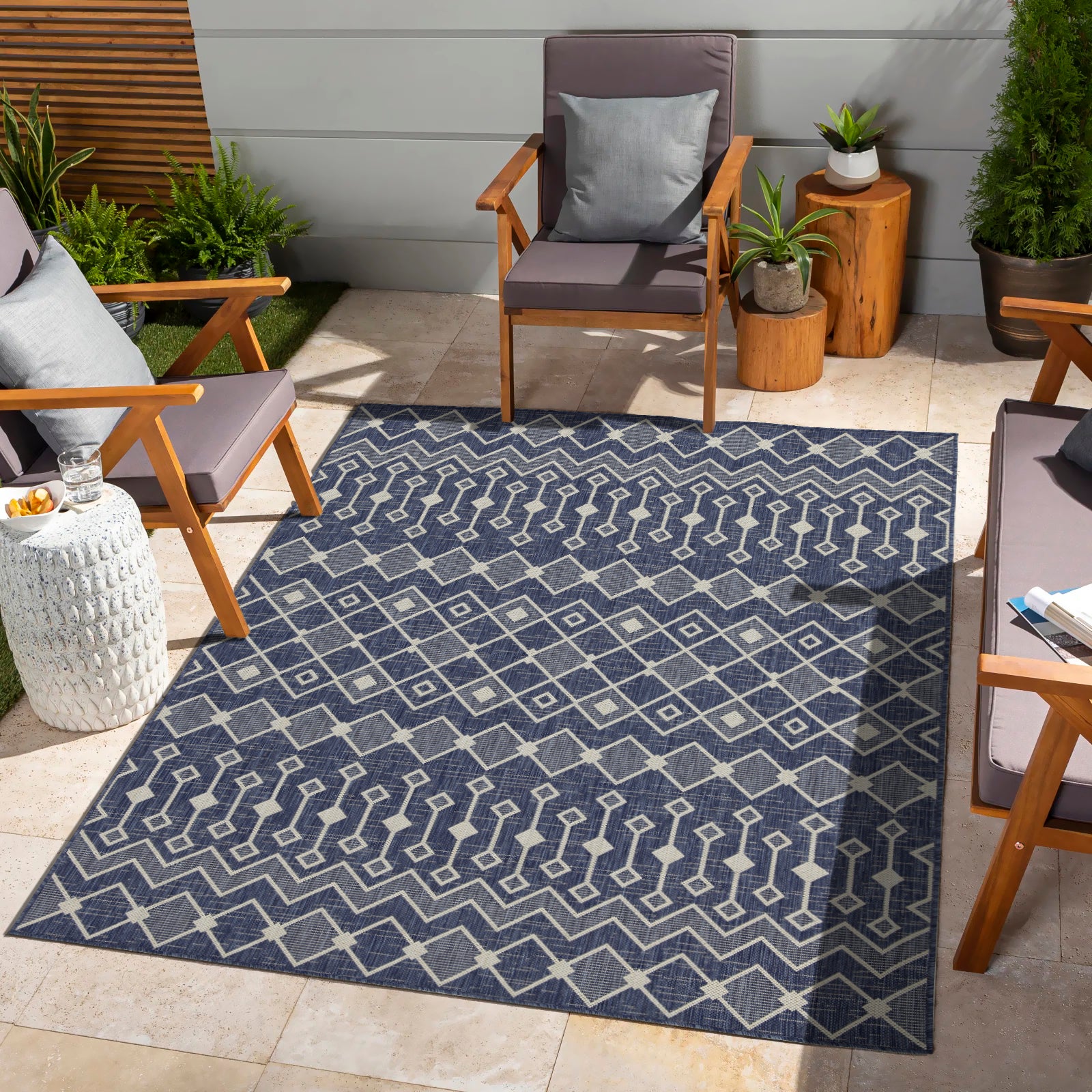 Sunshine GC_HAR2019 Blue 2 ft. 7 in. x 7 ft. 3 in. Indoor/Outdoor Area Rug