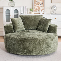 Round Accent Chair, 360 Swivel Chenille Barrel Chair, Fluffy Modern Sleeper for Living Room, Bedroom, Reading Room and Lounge