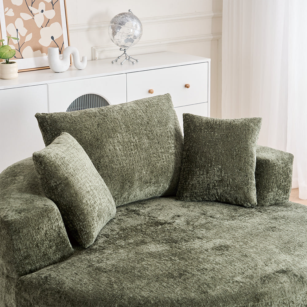 Round Accent Chair, 360 Swivel Chenille Barrel Chair, Fluffy Modern Sleeper for Living Room, Bedroom, Reading Room and Lounge