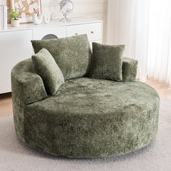 Round Accent Chair, 360 Swivel Chenille Barrel Chair, Fluffy Modern Sleeper for Living Room, Bedroom, Reading Room and Lounge
