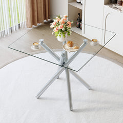 Modern Electroplated Metal Leg Bar Table with Tempered Glass Top, Sturdy Cross-Leg Pub Table for Home Bar, Kitchen Island, Living Room