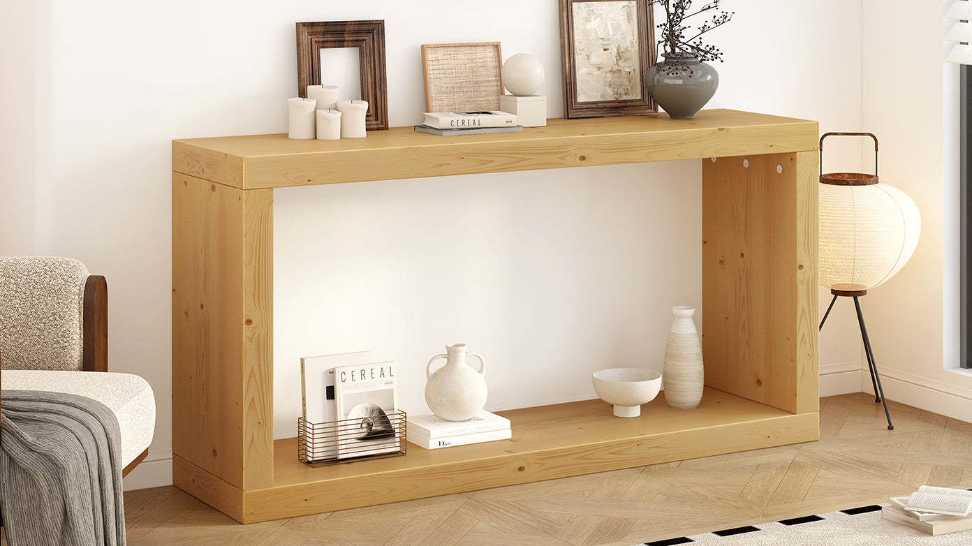 U_STYLE Modern Minimalist Entrance Table, Square Shaped Fashion Design, Easy to Assemble, Suitable for Entrance, Corridor, Living Room, Foyer