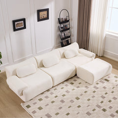 Modular Combination, Bamboo Joint Shape, Armchair, Extra-Large Compression & 3+1 Seater Chenille Deep-Seat (with 3 Pillows) All Fit Living Room/Bedroom