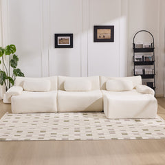 Modular Combination, Bamboo Joint Shape, Armchair, Extra-Large Compression & 3+1 Seater Chenille Deep-Seat (with 3 Pillows) All Fit Living Room/Bedroom