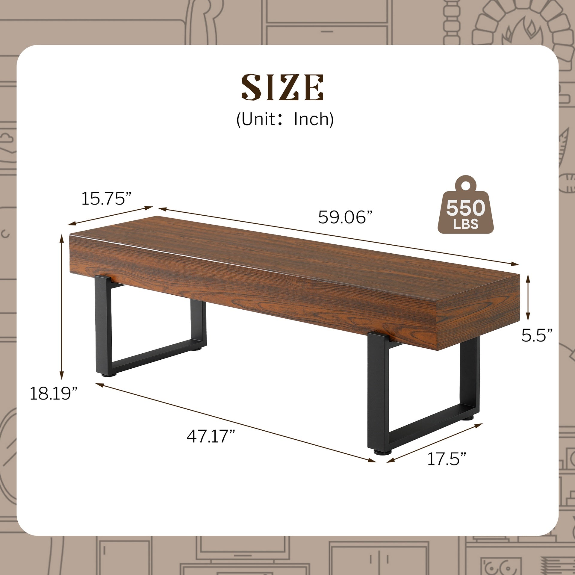 59" Wood Bench for Bedroom End of Bed, Farmhouse Indoor Kitchen Table Benches,Versatile Modern Shoe Bench for Entryway, Espresso