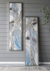 Set of 2 Elongated Modern Abstract Oil Paintings, Wall Art  for Living Room Dining Room  Bedroom  Office Entryway, 20" x 71"