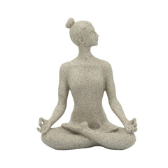 7x4x9" Beige Resin and Stone Yoga Figurine in Cross-Legged Pose