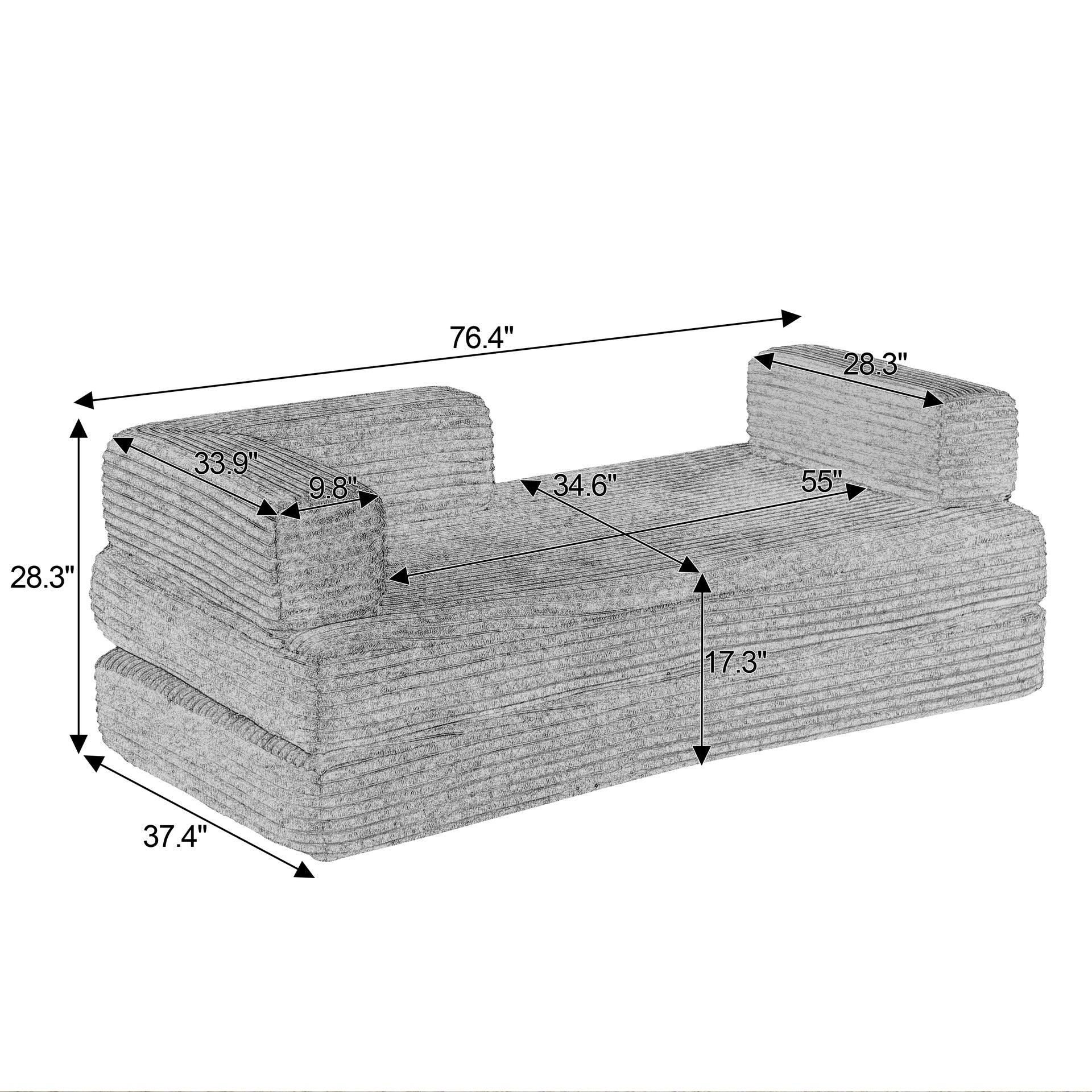 Loveseat Sofa, Cloud Boneless Couches for Living Room, Modern Modular Sectional Sofa, Oversized