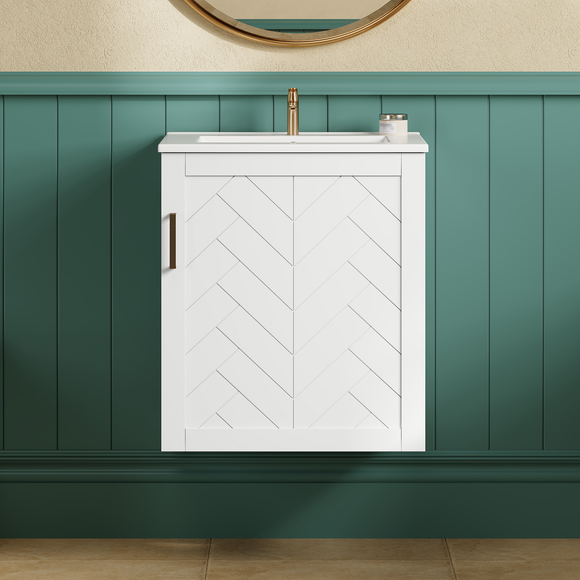 20" Wall Mounted Bathroom Cabinet with Side Cabinet Combo, Bathroom Cabinet with Soft-Closing Door, Modern Bathroom Vanity with Sink
