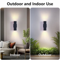12in Outdoor Wall Lights 2 Packs,Modern Square Outdoor Porch Light,Square Cylinder Up Down Lights Aluminum Waterproof Wall Lighting Exterior Light for Porch Patio Garage(no bulb)