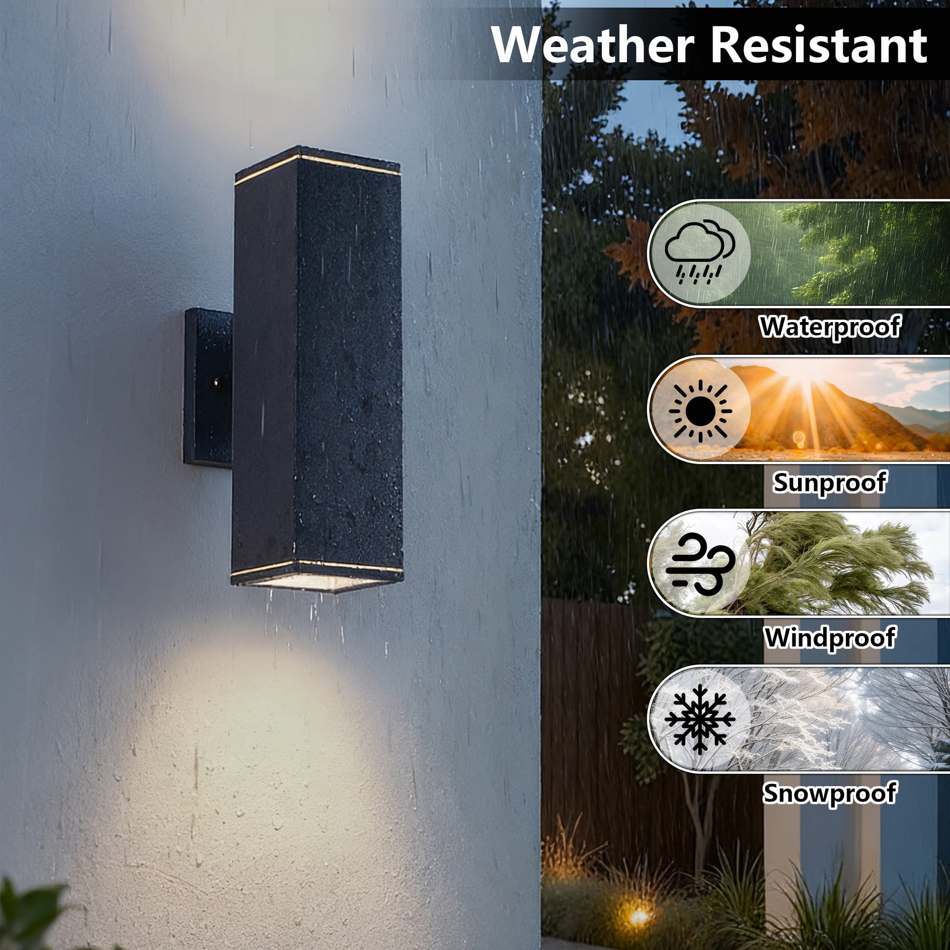 12in Outdoor Wall Lights 2 Packs,Modern Square Outdoor Porch Light,Square Cylinder Up Down Lights Aluminum Waterproof Wall Lighting Exterior Light for Porch Patio Garage(no bulb)