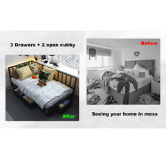 Corner Bed Frame Twin Daybed with Storage Drawers, Metal Platform Bed Frame with LED Light, Black