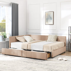 Full Size Storage Upholstered Tufted Bed Frame, Sofa Bed Frame with Comfortable Backrest and Armrests, Full Size Bed for Bedroom, Living Room,Velvet, PINK(80.5''*59''*29.5'')