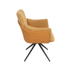360° Swivel Home Office Desk Chairs Set of 2,Modern Dining Chairs with Arm, Upholstered Bedroom Chairs with Metal Base,Makeup Chair for Vanity, for Living Room, Bedroom,Study Room,Dining Room(Orange)