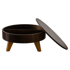 31.5" Retro Round Coffee Table with Storage Space, Suitable for Living Room and Office, Brown