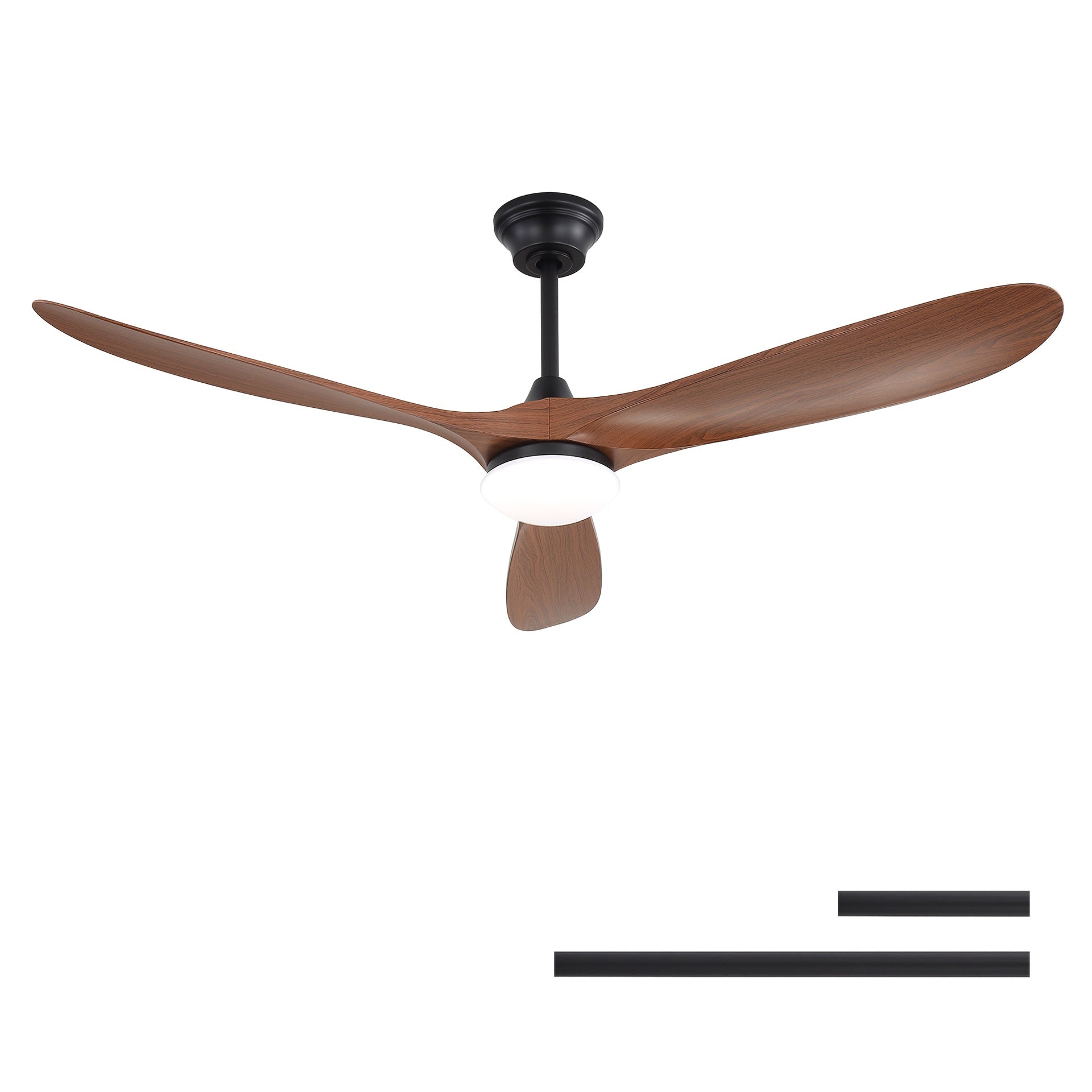 60 Inch Ceiling Fan with Lights 2 Downrods, 3 ABS Fan Blades, High CFM Quiet Energy Efficient DC Motor, Smart App & Remote Control