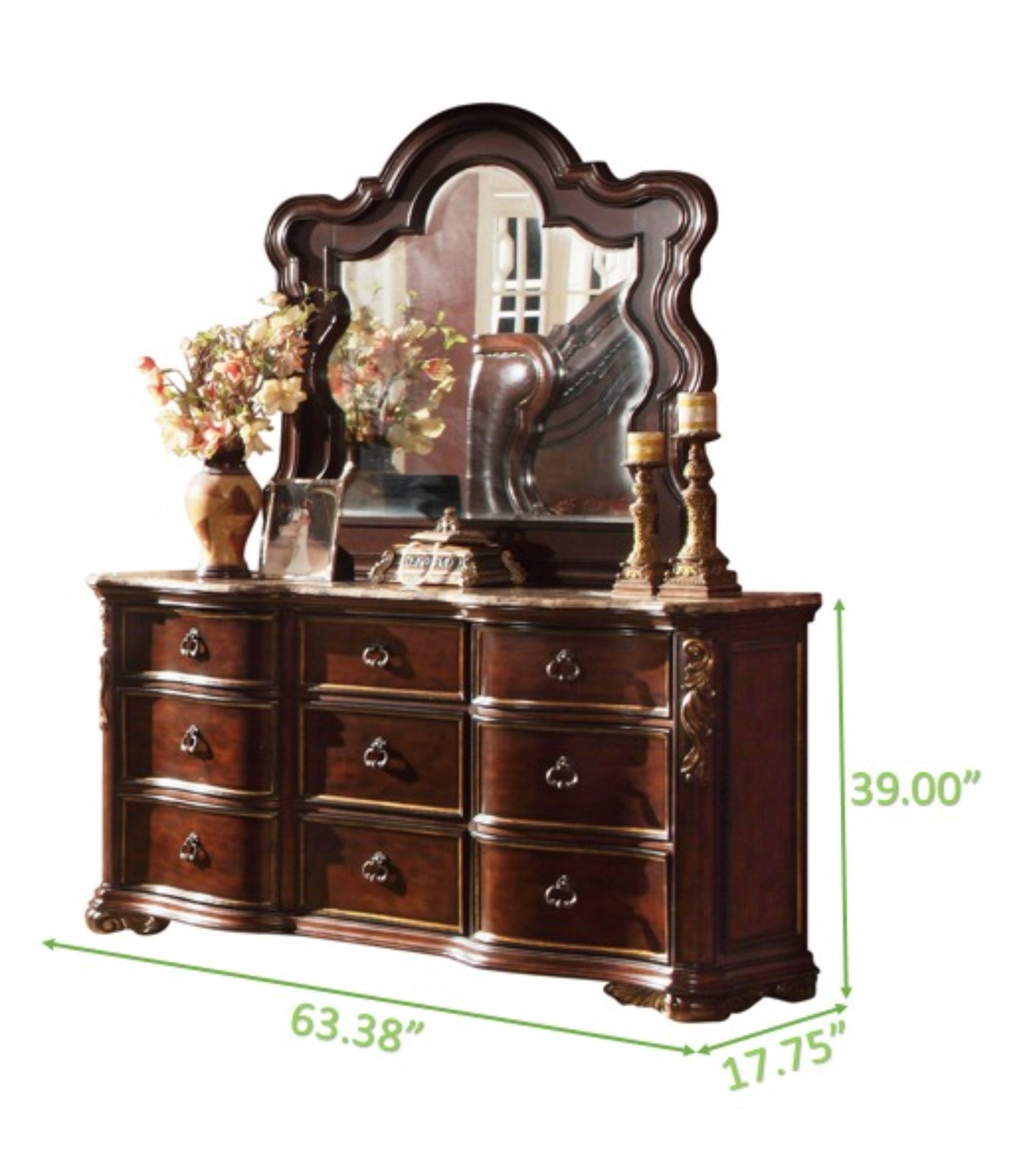 Traditional style Dresser made with wood in Dark Walnut