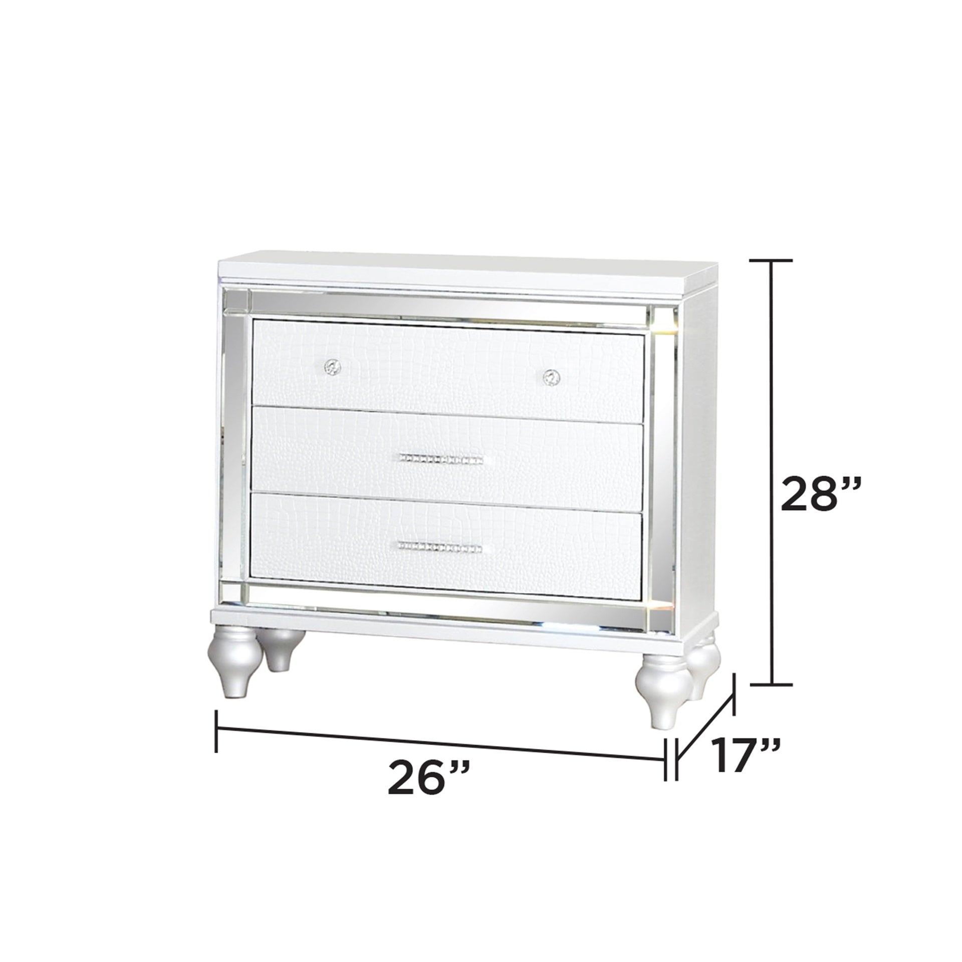 Sterling Modern style Mirror Framed Nightstand Made with Wood in White(Includes 1 Nightstand) same asG150108475 (NJ inventory)