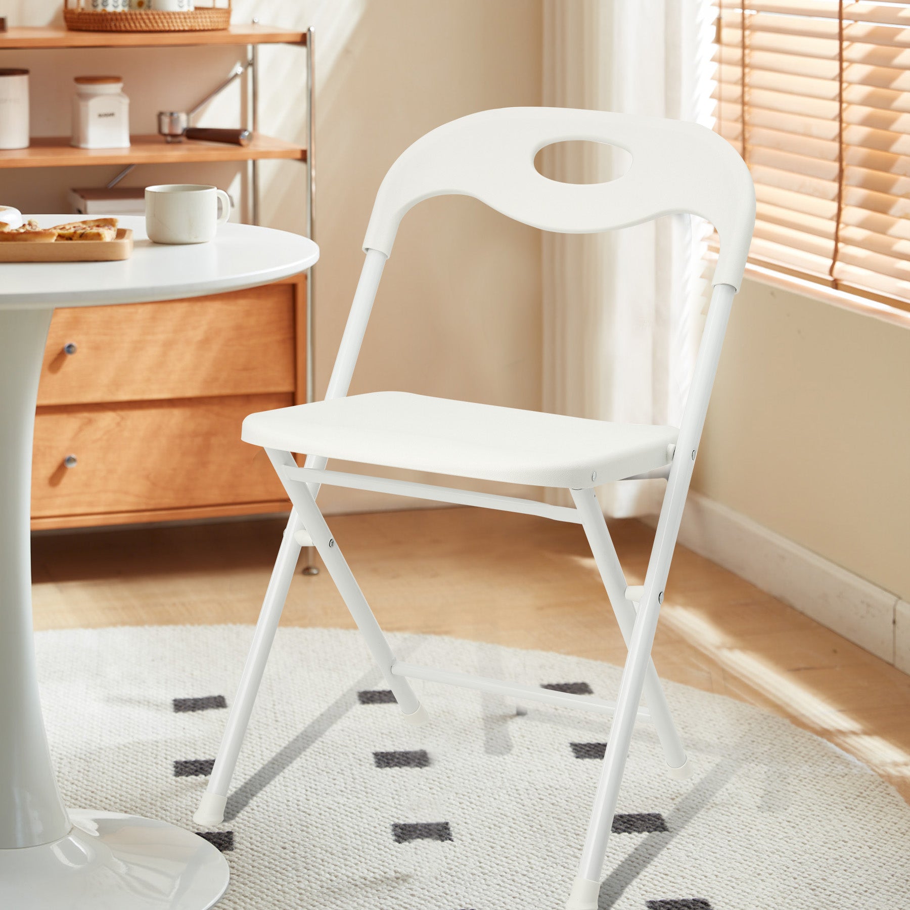4-Pack White Stainless Steel Folding Chairs - Heavy-Duty 800lb Capacity, Stackable & Waterproof