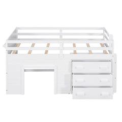 Twin Size Loft Bed with Cabinet and Shelf - White (OLD SKU:LP000501AAK)