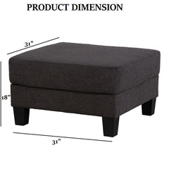Contemporary Style Dark Gray Finish Square Storage Ottoman Wooden Legs Primary Living Room