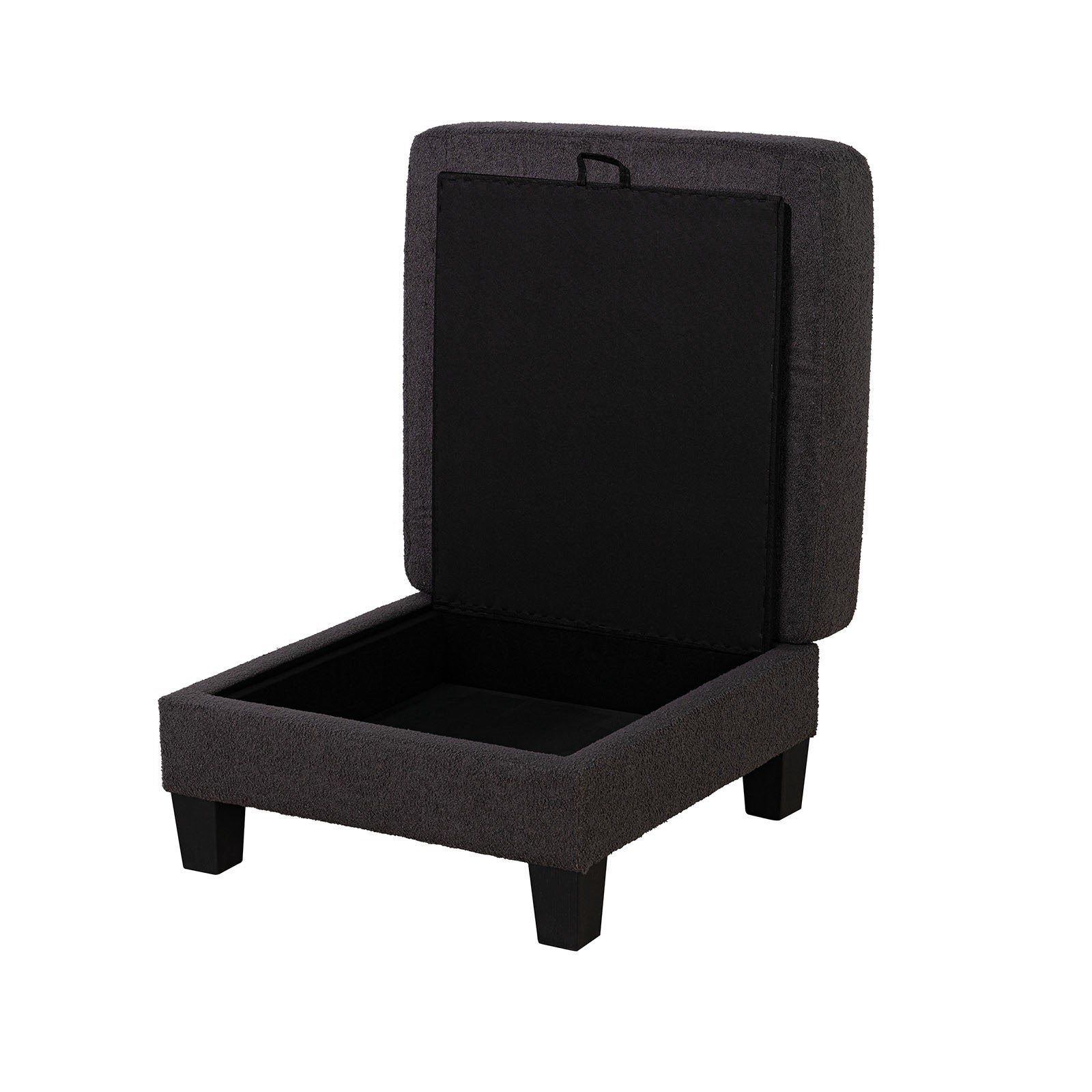 Contemporary Style Dark Gray Finish Square Storage Ottoman Wooden Legs Primary Living Room